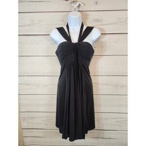 BCBGMAXAZRIA Women's Black Sleeveless Halter Neck Cocktail Mini Dress Size‎ XS